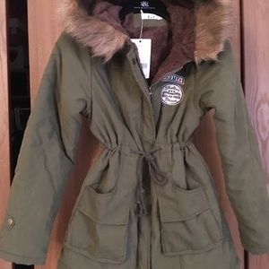 Warm winter jacket. Olive green. Z and I